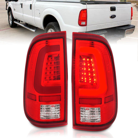 ANZO 2008-2016 Ford F-250 LED Taillights Chrome Housing Red/Clear Lens (Pair) 311358