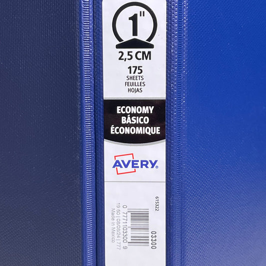AVERY (12-PACK) Economy Binders 1" Round 3 Ring 11"x 8.5" Non-View Blue 03300