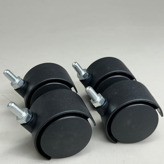 (4 Pack) Swivel Black Plastic Rolling Castor Wheels 3" Overall Length Black