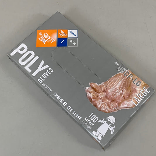 SAFETY ZONES Cast PE Powder Free Gloves Large Clear P2163 (As-is (See Images))