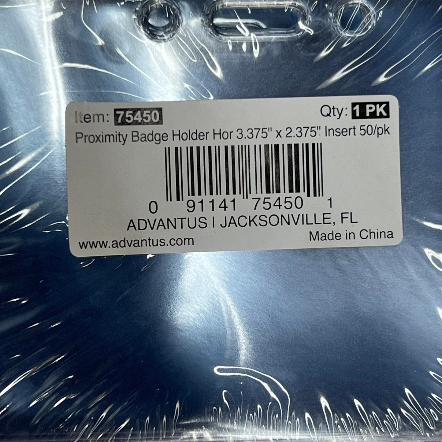 ZA@ ADVANTUS (50 PACK) Proximity Badge Holders 3.375"x2.375" Clear 75450