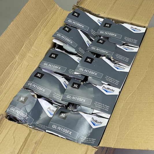 PROWORKS (1000 PACK) GrizzlyNite Powder Free Nitrile Examination Gloves XL Black GL-N105FX