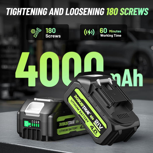 High Capacity 4.0Ah Battery for Impact Wrench, Long-Lasting Performance, Perfect Compatibility, Easy to Use, Universal for DIY and Professional Works