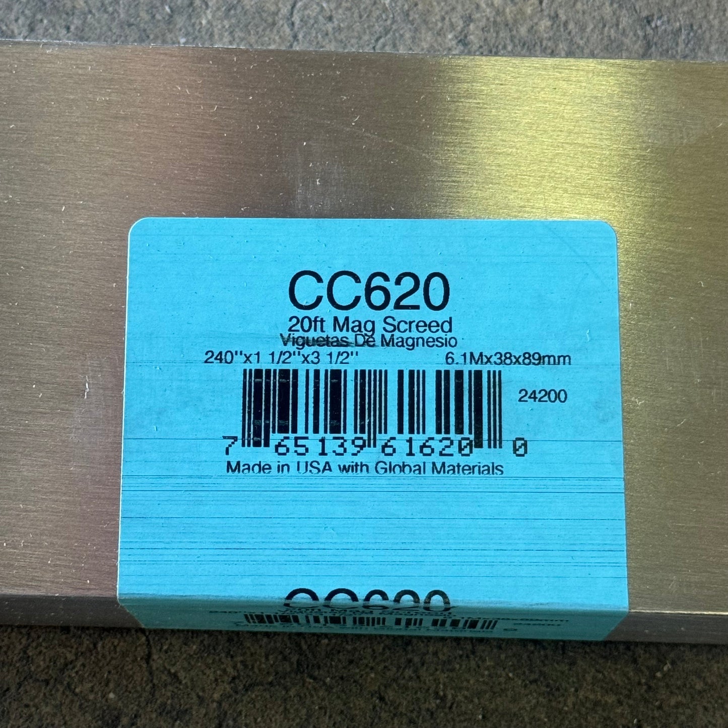 KRAFT TOOL CO. Magnesium Screed 240”x1-1/20”x3-1/2” CC620