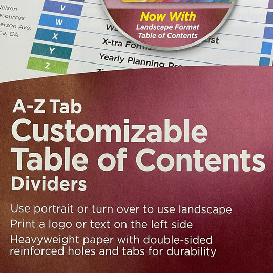 AVERY (12-PACK) A-Z Tab Dividers Customizable TOC Ready Index Multicolor 11125