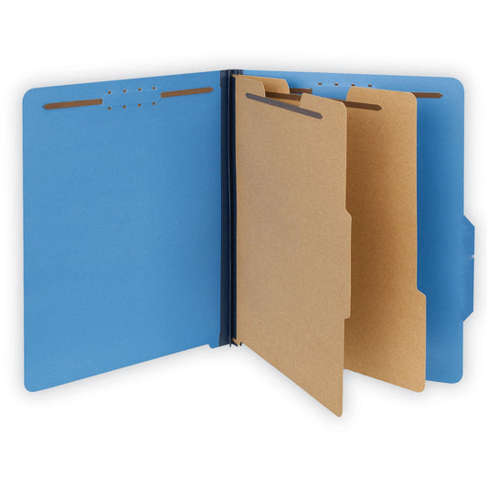 Universal Bright Colored Pressboard Classification Folders, 2 Dividers, LETTER Size (8.5 x 11), Cobalt Blue Cover, 10/Box