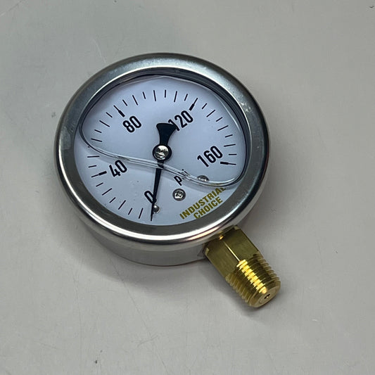 INDUSTRIAL CHOICE Stainless Steel Pressure Gauge 0-160 PSI 2.5" LS-160-2.5-SS-4