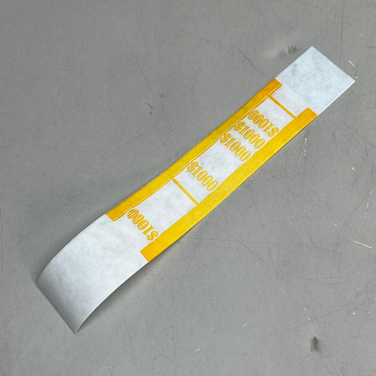 PM COMPANY (1000 PACK) Currency Bands $1000.00 Yellow White 9419-0064