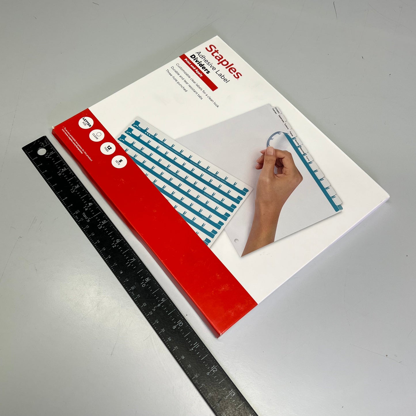 STAPLES (5 SETS, 12 TABS EACH) Print & Apply Adhesive Label Dividers ST63055