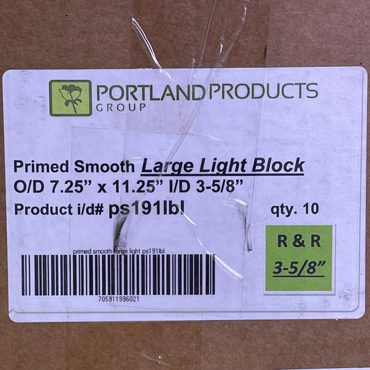PORTLANDPRODUCTS (10 PACK) Primed Smooth Large Light Block O/D 7.25" x 11.25" x I/D 3-5/8" Grey PS191LBL