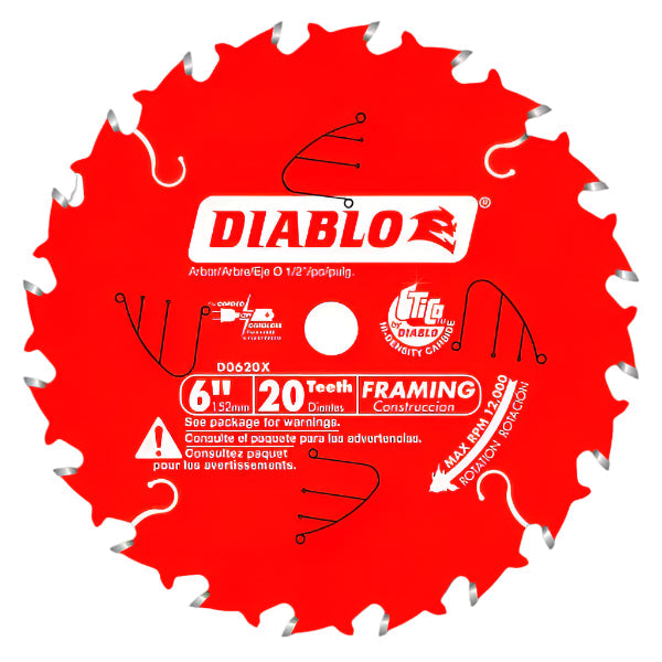 Diablo D0620X 6 in. x 20 Tooth Framing Saw Blade for Porter Cable Saw Boss