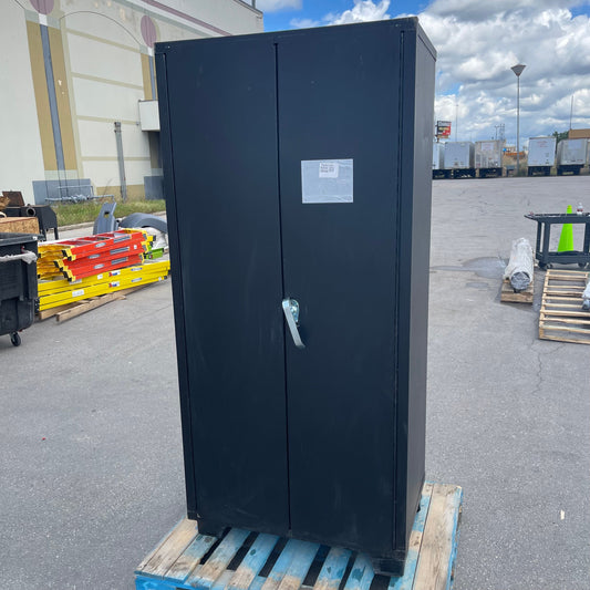 JAMCO Steel Storage Cabinet W/ 122 Yellow Bins 78" x 36" x 24" Dark Grey DF236BL