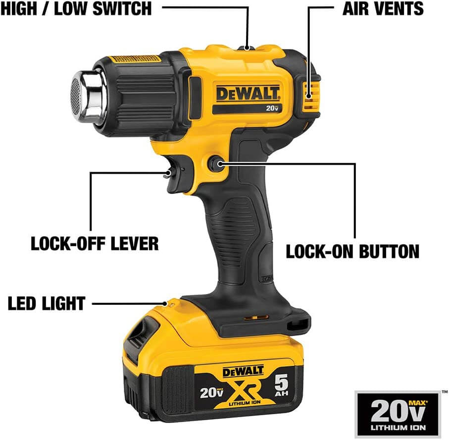 DEWALT DCE530P1 20V MAX* Cordless Heat Gun Kit