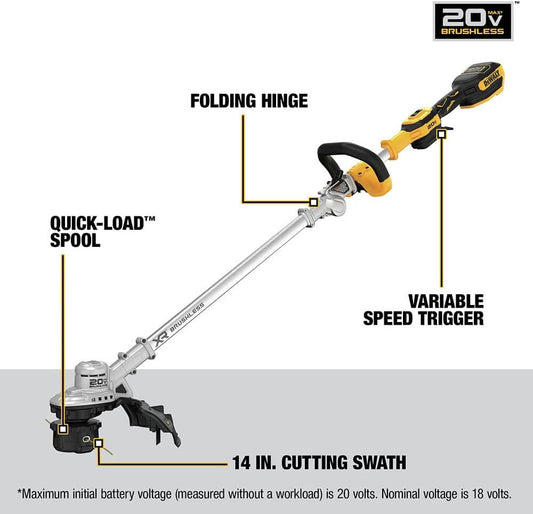 DEWALT DCST922B 20V MAX* 14 in Cordless Folding String Trimmer (Tool Only)