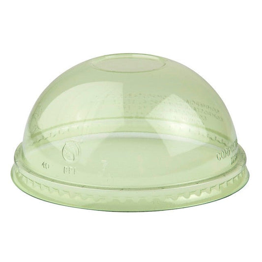 GreenStripe Veridian Renewable & Compostable Cold Cup Dome Lids - No Hole, Fits 9 - 24oz Cold Cups Green (QTY:1000)