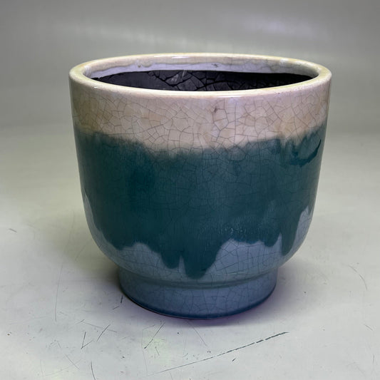 CREATIVE CO-OP Set Of 3 Terracotta Footed Planters Drip Glaze Green/Cream DG0506