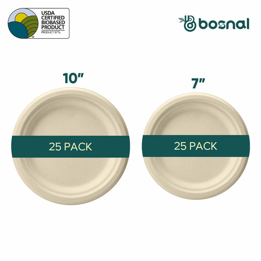 Bosnal – Sugarcane Bagasse Compostable 10 inch and 7 inch Round Plates