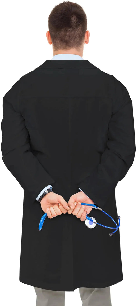 NY Threads Professional Lab Coat for Men Long Sleeve Poly Cotton Medical Coat X-Small (Pack of 1) Black