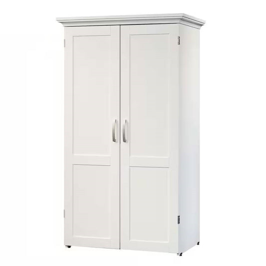 Drop Leaf Computer Desk Craft Table Armoire in White Wood Finish - Made in USA