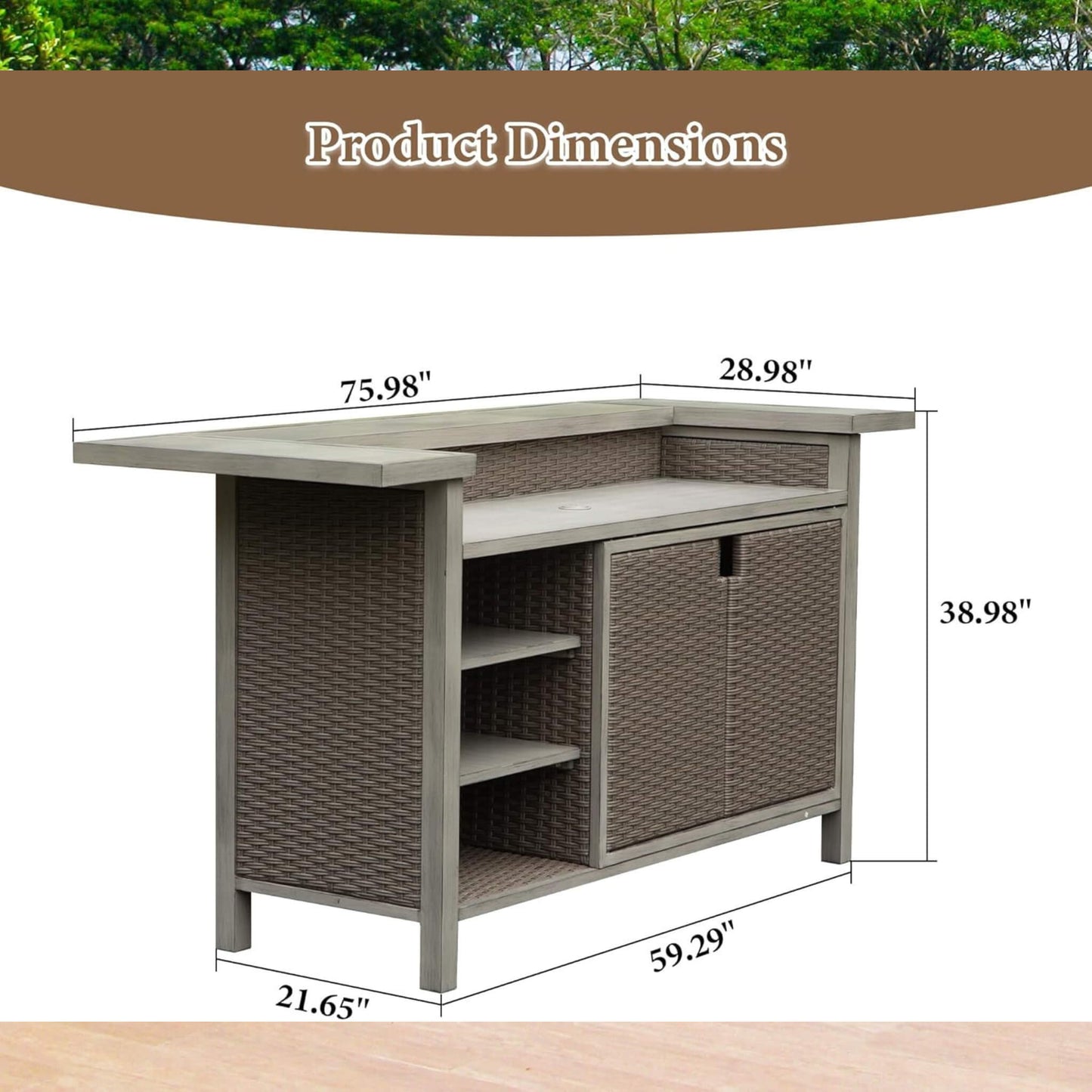 Alora Premium All-Weather Spacious Outdoor Patio Bar Table With Aluminum Frame (SAK51876)