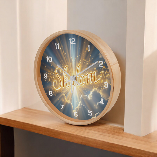 Custom "Shalom" - Wooden Frame 10" Clock - ECO solvent print