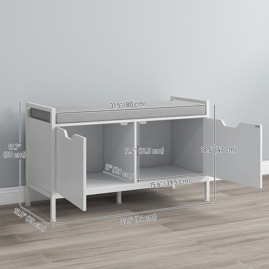 Shoe Storage Bench with Seat Cushion, Shoe Cabinet for Hallway, Entryway Bench, Supports 352lbs, White