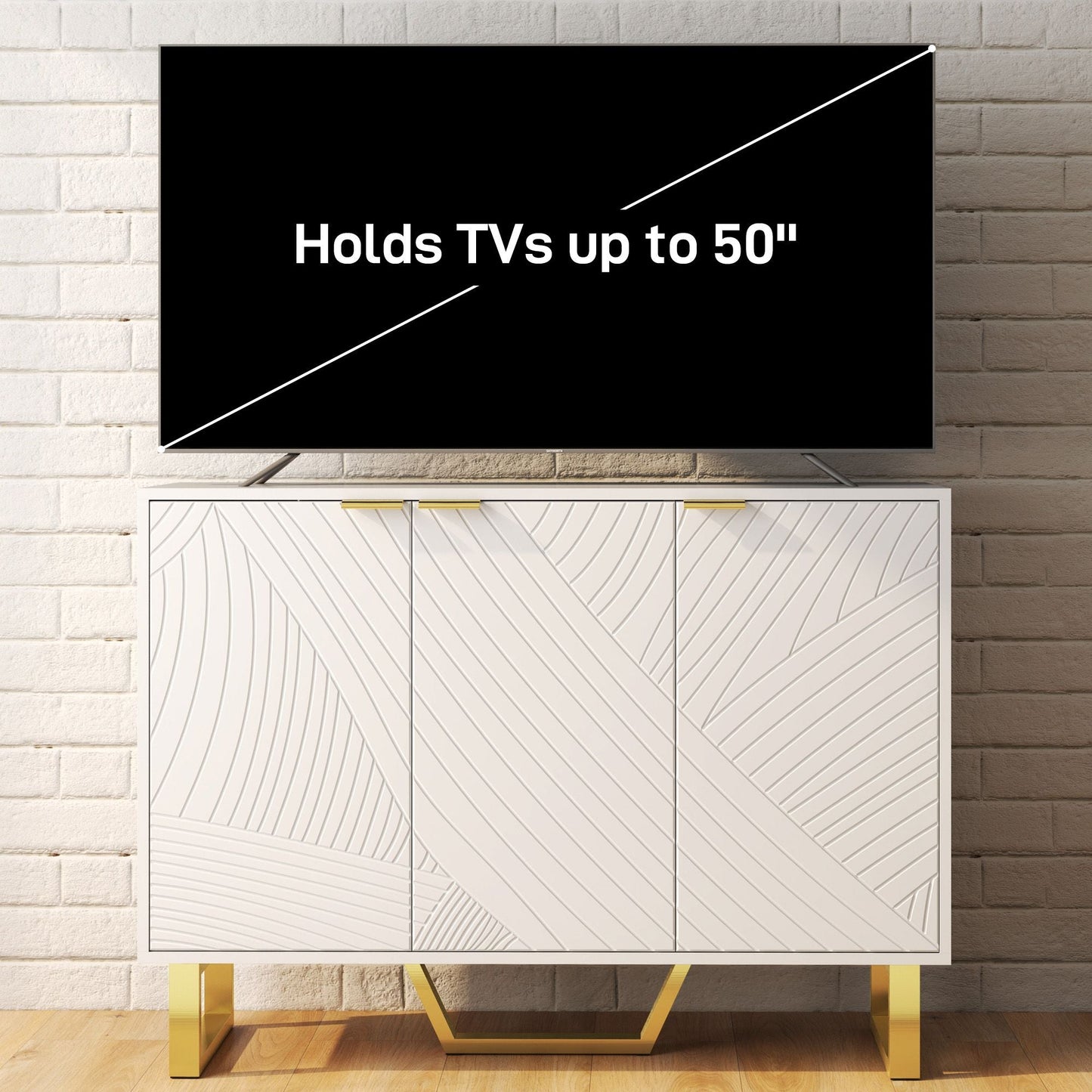 Sideboard Buffet Cabinet with Adjustable Shelves, Living Room Cabinet, TV Cabinet for 50 Inch TV, White