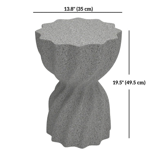 Spiral Decorative Garden Stool, Flower Top Outdoor Stool Side Table Plant Stand Footstool for Indoor Outdoor, Grey