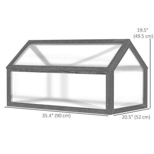 Wooden Cold Frame Greenhouse Garden Portable Raised Planter with Openable Top for Indoor, Outdoor, Flowers, Vegetables, Plants, 35.5" x 20.5" x 19.5", Grey