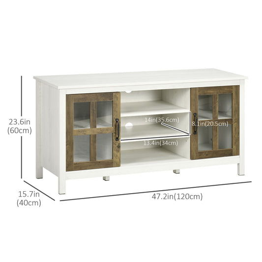 TV Stand for TVs up to 55 Inches, TV Cabinet with Adjustable Shelves and Cable Holes, TV Bench for Living Room, White