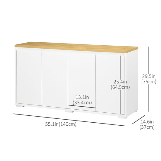 Sideboard Cabinet, Buffet Table with 2 Double Doors and Adjustable Shelves for Living Room, Entryway, White