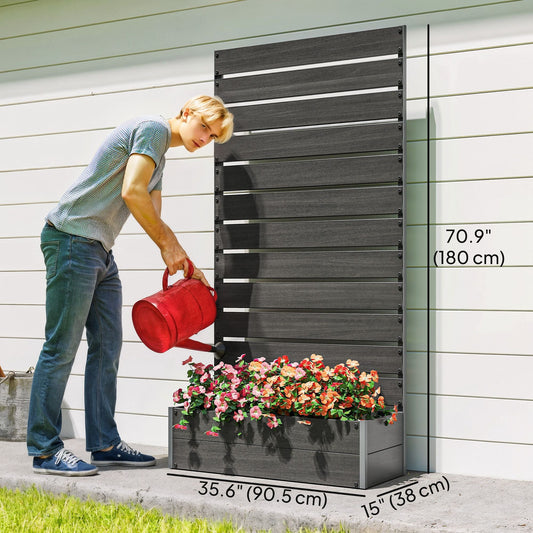 Trellis Planter for Climbing Plants, Raised Garden Bed with Trellis, Planter Box for Outdoor Garden, Black