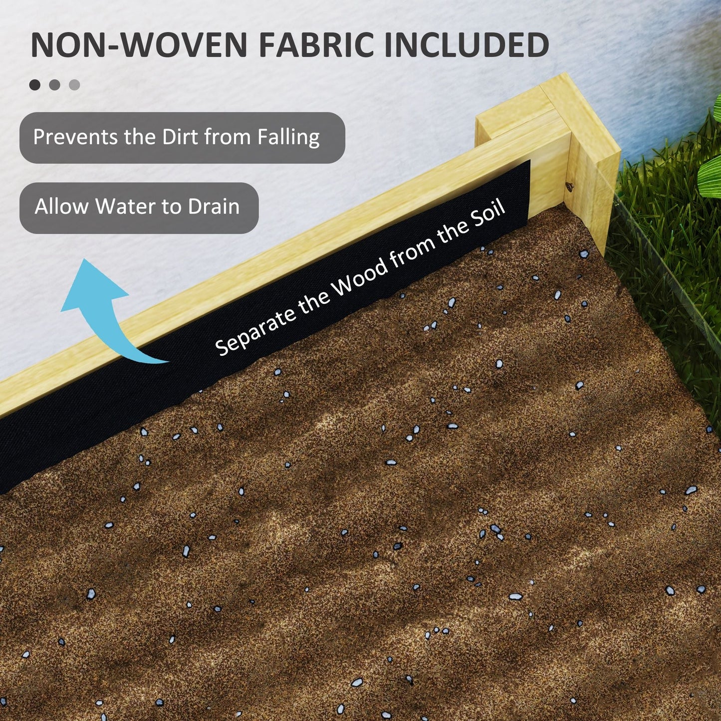 Wooden Raised Garden Bed with Acrylic Panels, Raised Planter Box with Drainage Holes, 43.3" x 19.7" x 31.5"