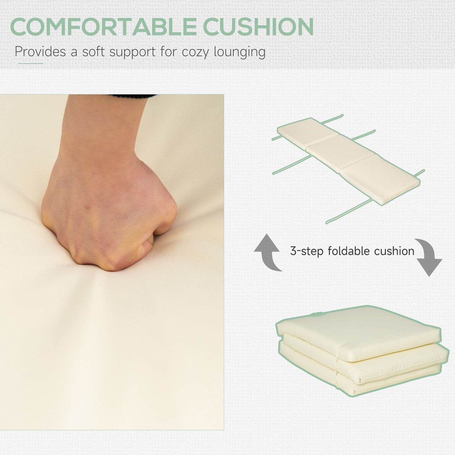 Wooden Folding Chaise Lounge, Outdoor Chaise Lounge Chair, Garden Reclining Tanning Chair with 4 Adjustable Back Soft Cushions, Light Grey