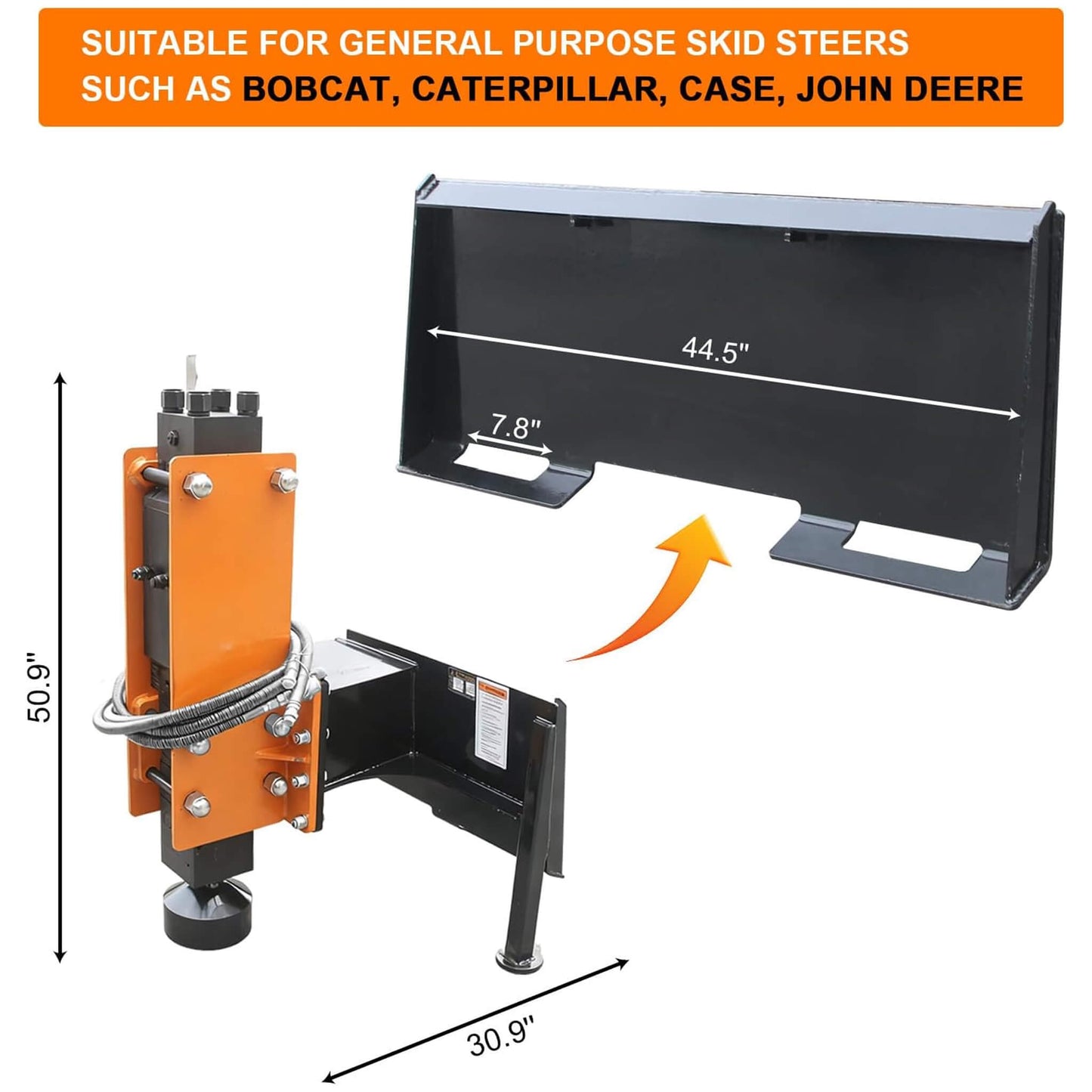 Heavy-Duty 750 FT-LB Hydraulic Skid Steer Pile Hammer Attachment (SAK59134)