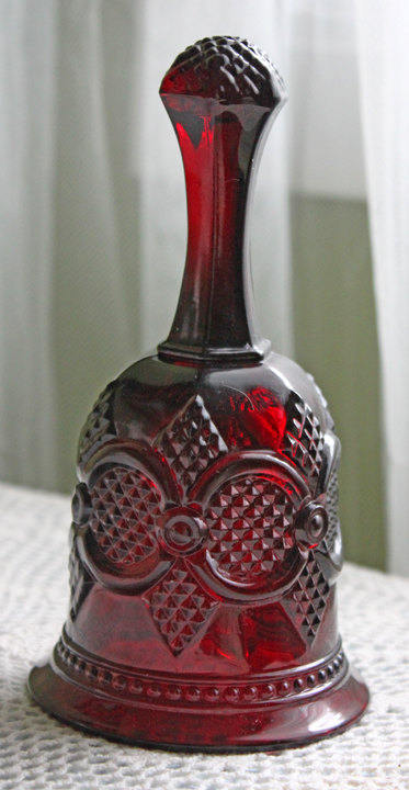 Glass Bell by Avon - Cape Cod Collection Ruby Color Sandwich Glass