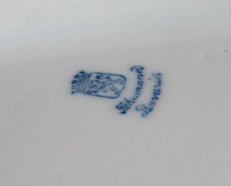 Antique Bavarian Porcelain Bowl, Children Playing Scene, Scalloped Rim