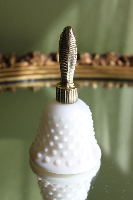 Vintage Milk Glass Hobnail Perfume Bottle Shaped as a Bell