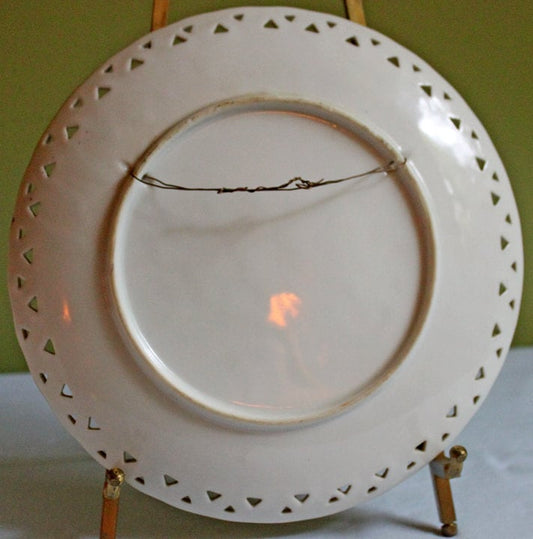 Vintage Decorative with Lacy Scalloped Rim & Hand Painted Fruit