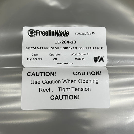 FREELIN-WADE Tubing Nylon Semi-Rigid 25 ft Natural 1E-284-10 (New)