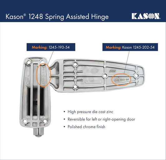 Kason 1248 Spring Assisted Hinge, Pack of 2, Flush Offset, 11248000004