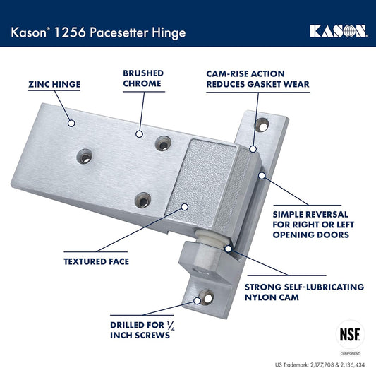 Kason 1256-000004 Hinge, Textured Brush Chrome