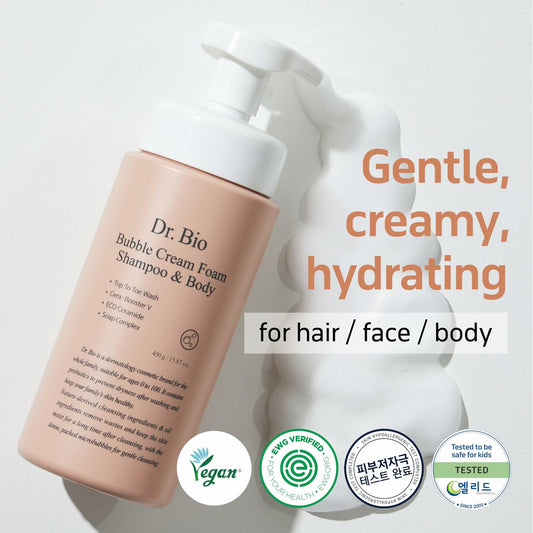 Dr.Bio Bubble Cream Foam Shampoo & Body Wash 15.87oz All-in-One Cleanser