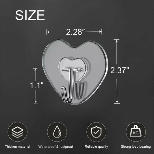TocTen Adhesive Hooks 12 Pack Heavy Duty Clear Waterproof 30lb Max Load