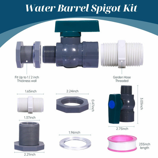 YASUOA Rain Barrel Spigot Kit Garden Hose Connector Water Supply 3/4" GHT