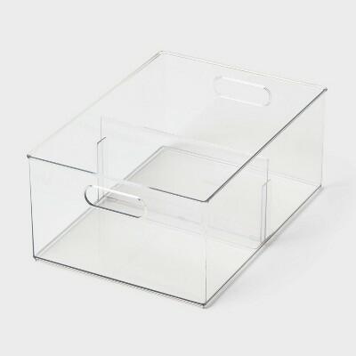 Brightroom All Purpose Clear Storage Bin Large with Adjustable Divider
