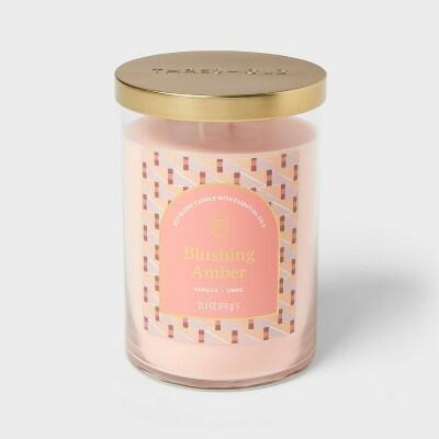 Threshold 21.5oz Glass Jar Candle with Lid Blushing Amber Pink 1 Pack