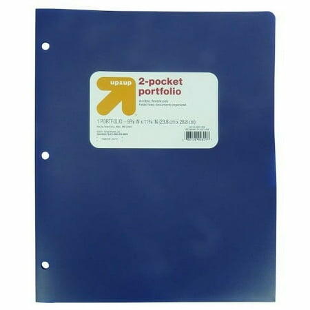 up&up 2 Pocket Plastic Folder Blue Durable Office School Supply