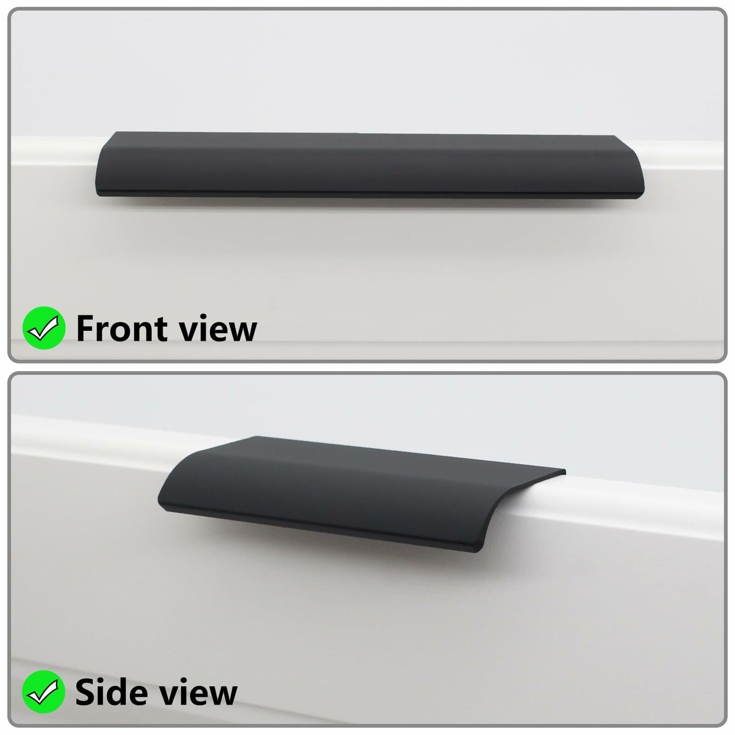 HANIHUA 10 Pcs Black Finger Pulls Drawer Handles 3.15in Aluminum