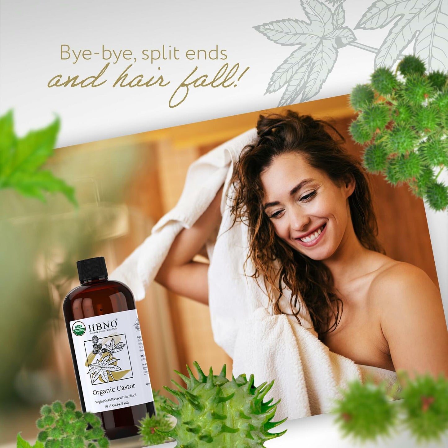 HBNO California Organic Castor Oil 16 fl oz USDA Certified Hexane Free